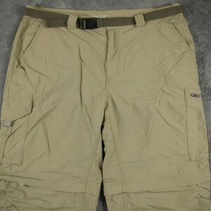 Columbia Mens 37x29 Silver Ridge Convertible Cargo Pants Beige Belted Ripstop